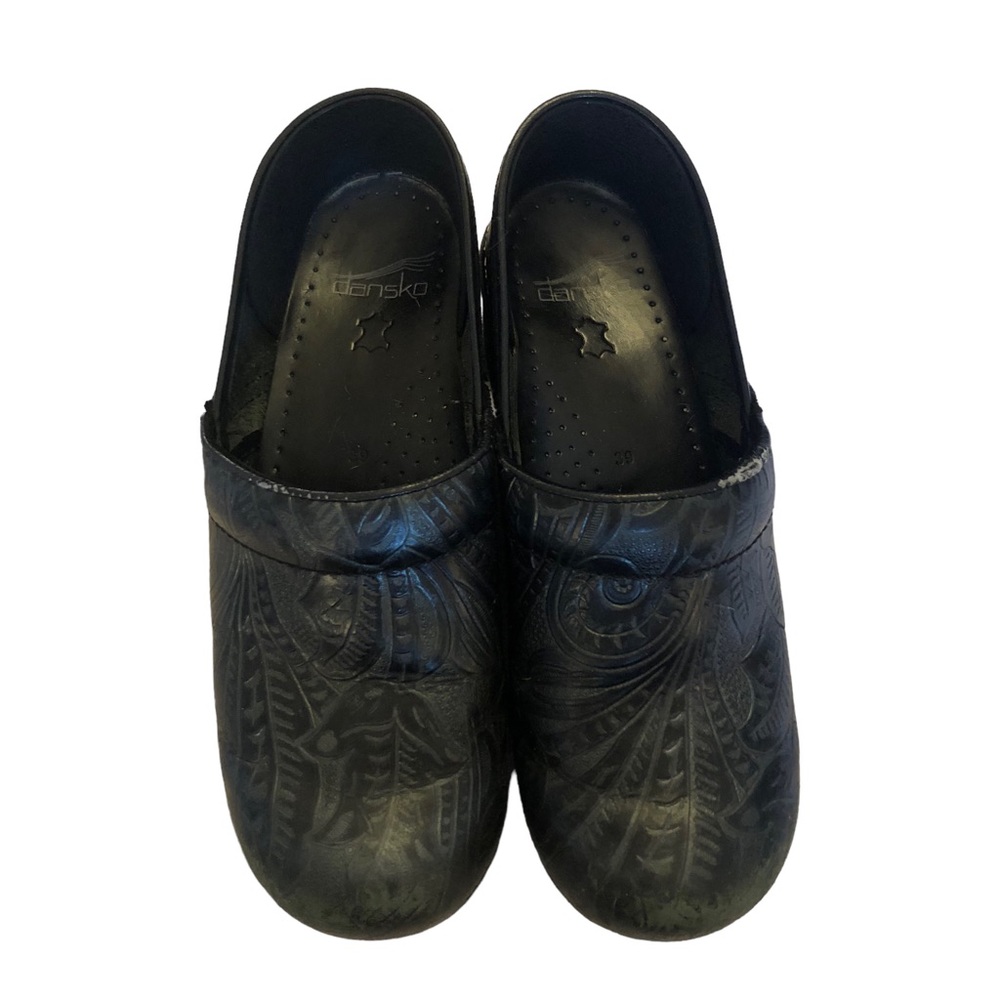 Dansko Black Leather Embossed Shoes size 39 (8.5) - Picture 2 of 10